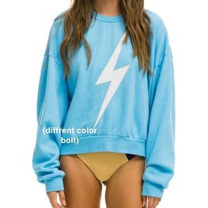 Aviator nation - multi color bolt, blue sweatshirt
